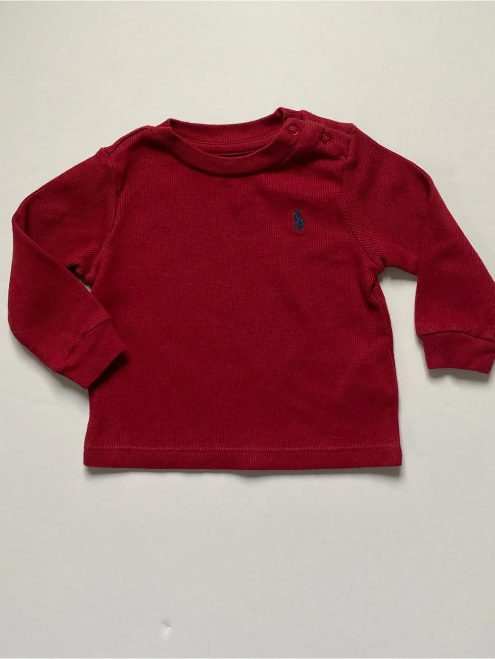 Polo Ralph Lauren Shirt Size 6 Months Boys Long Sleeve Burgundy Red 100% Cotton
